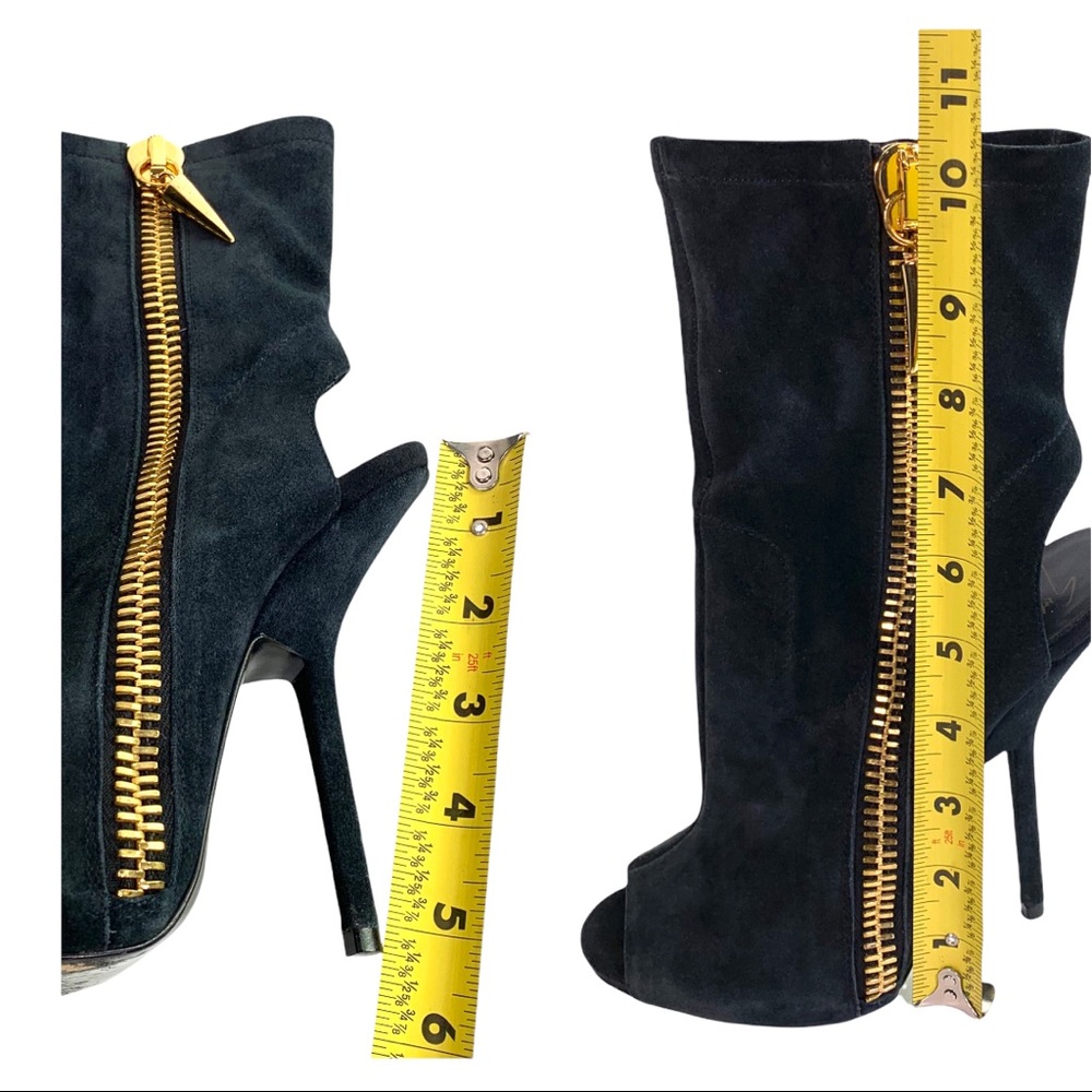 Giuseppe Zanotti Alien Boots Booties Black Suede Open Toe Cut Out - Picture 13 of 13